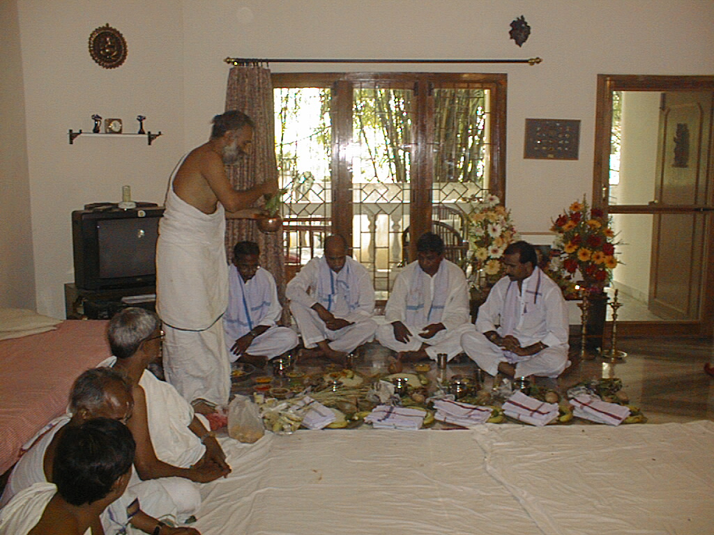 Anirudh along with Brothers on Mother's Annversary Day at Habsiguda House